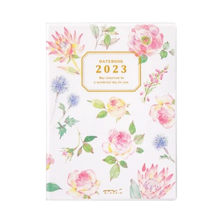 MIDORI Pocket Diary A6 Country Time Flower 2023 (D22179006) / ไดอารี ปี 2023 ขนาด A6 ลายดอกไม้ตามฤดูกาล แบรนด์ MIDORI