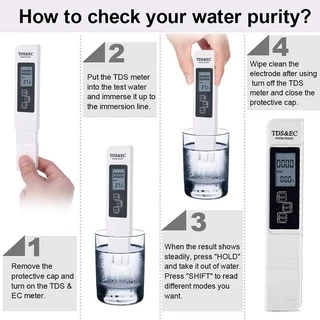 Kiprun เครื่องทดสอบคุณภาพน้ําดิจิทัล แบบพกพา 3 In1 TDS Temp EC 0-9990ppm ​เครื่องมือวัดความบริสุทธิ์ของน้ํา