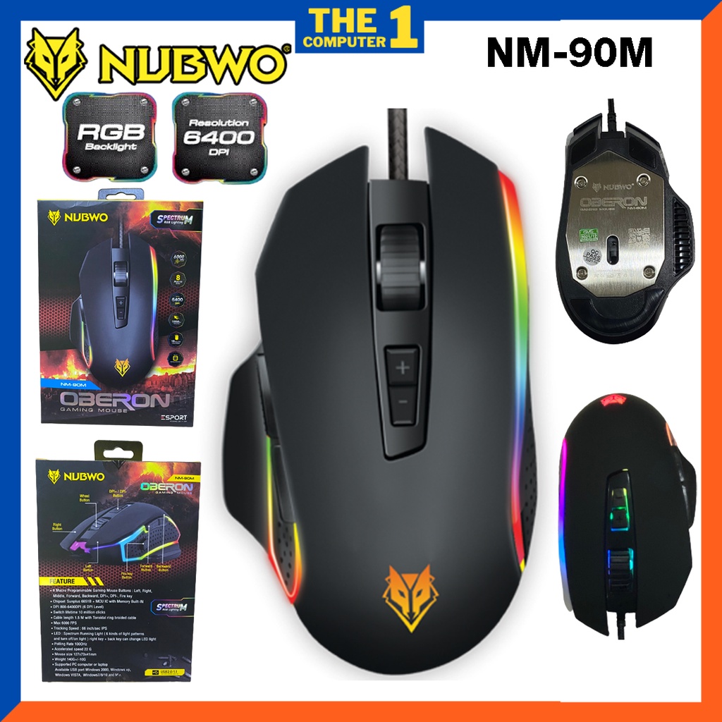 Nubwo  NM-90M2  MOBERON เม้าส์ Marco สำหรับเล่นเกมมีไฟ RGB
