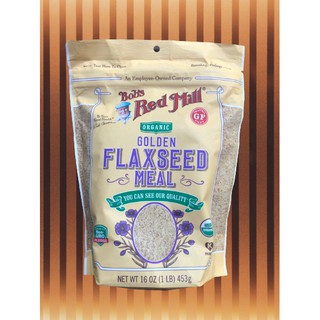 Bobs Red Mill Organic Golden Flaxseed Meal 453 g เมล็ดแฟล็กซี้ด อบบด 100% มีวิตามินดี แคลเซียม เหล็ก โพแตสเซียม