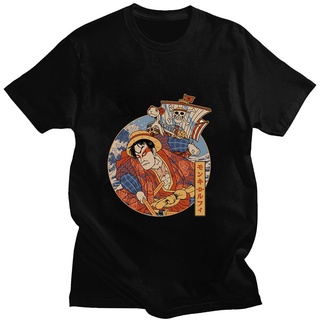 T-shirt  เสื้อยืดแขนสั้นลําลอง ผ้าฝ้าย 100% พิมพ์ลายการ์ตูนอนิเมะ One Piece Roronoa Luffy ทรงหลวม สําหรับผู้ชายS-5XL