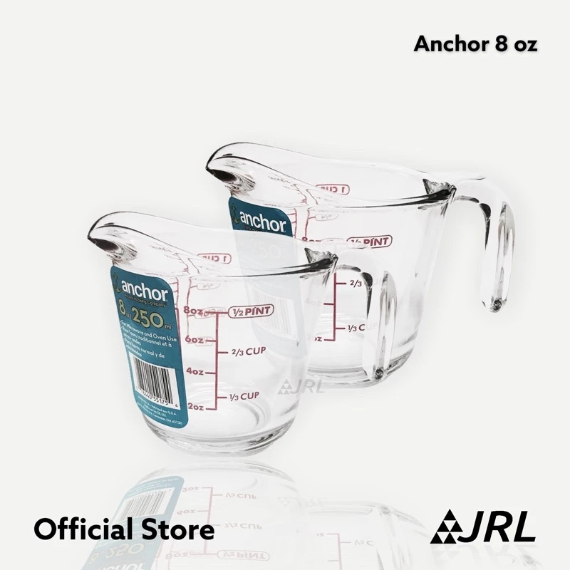 Anchor แก้วตวง 8 oz จำนวน 2 ชิ้น (ใส) Made in USA