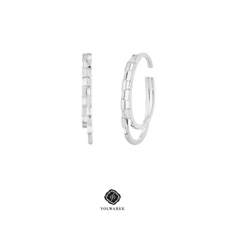 YOLWAREE - WAREE DOUBLE HOOP EAR CUFF ต่างหูเงินแท้ คัพหูเงินแท้ ประดับเพชรคิวบิกเซอร์โคเนีย