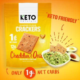 KetoCrackers lowcarb crackersNosugar added gluten free(Cheddar Onion)2. /แครกเกอร์คีโตปราศจากกลูเตนและน้ำตาลชีสและหัวหอม