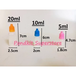 ขวดหยดพลาสติกเปล่า สีขุ่นพร้อมจุกและฝา 5ml/10ml/20ml จำนวน1ชิ้น