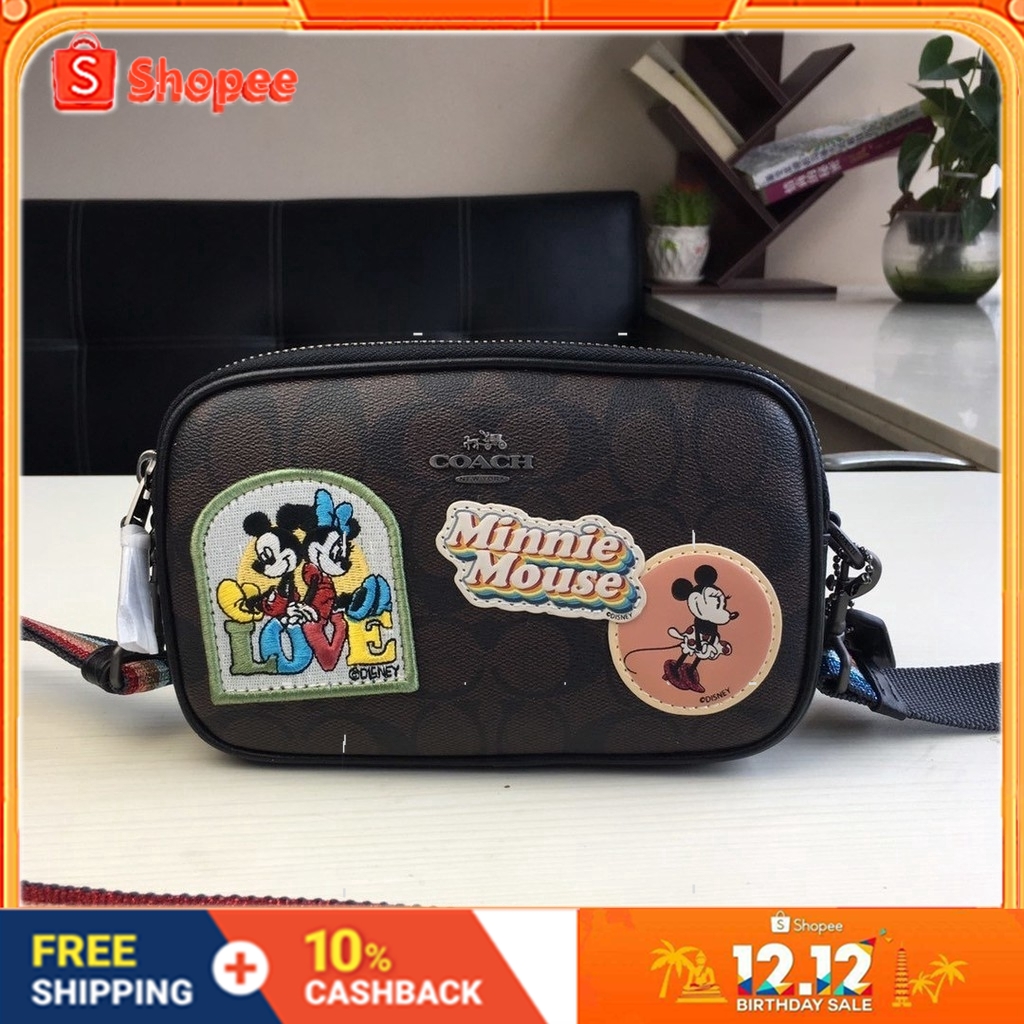 🎄 In Stock 🌟ของแท้💯% Coach (F31349) Disney Mickey กระเป๋าสะพายสีทรูโทนน่ารักเก๋ไก๋