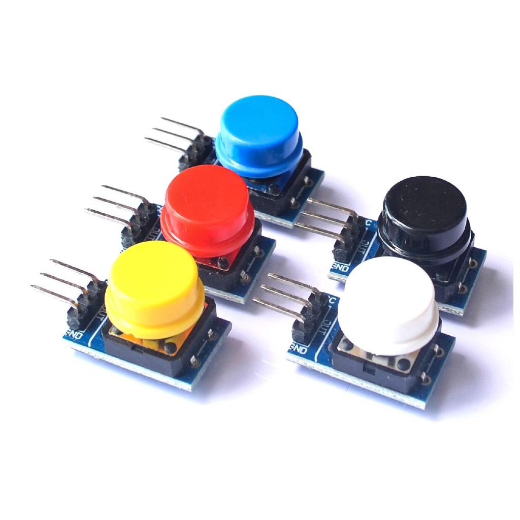 โมดูลปุ่มกดสวิตช์ไฟ ขนาดใหญ่ 12X12 มม. พร้อมหมวก เอาท์พุต ระดับสูง สําหรับ arduino pi 3 5 ชิ้น