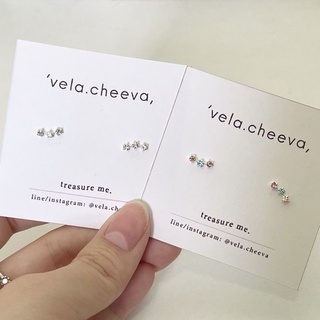 vela.cheeva : *silver925 / cz diamond earring ต่างหูเงินแท้ รูปเพชรเรียงติดกัน