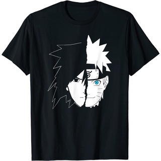 เสื้อยืดโอเวอร์ไซส์เสื้อยืด พิมพ์ลาย Naruto Shippuden Sasuke ผ่าข้างS-3XL