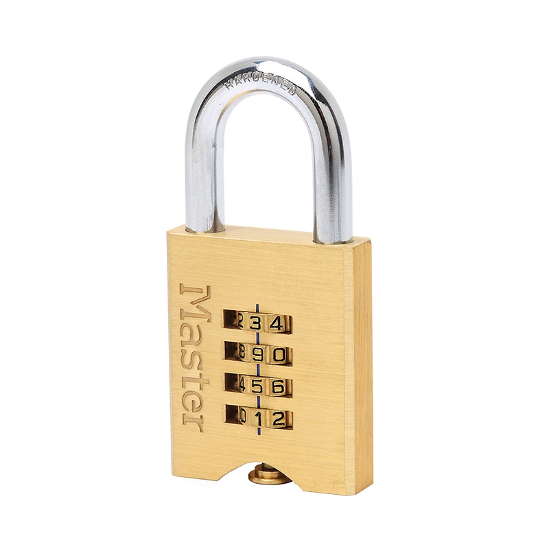 Chaixing Home อุปกรณ์ล็อก แม่กุญแจ กุญแจแบบรหัส 4 รหัสคล้องคอสั้นทองเหลือง MASTER LOCK