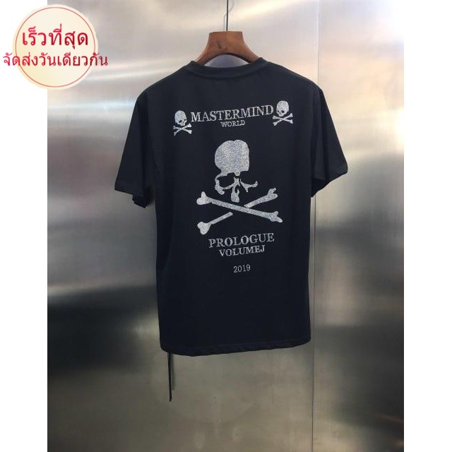 เสื้อยืดลําลอง ผ้าฝ้าย 100% แขนสั้น พิมพ์ลาย Mastermind MMJ Mastermind Streetwear สไตล์ญี่ปุ่น ฮาราจูกุ พลัสไซซ์ สีดํา ส
