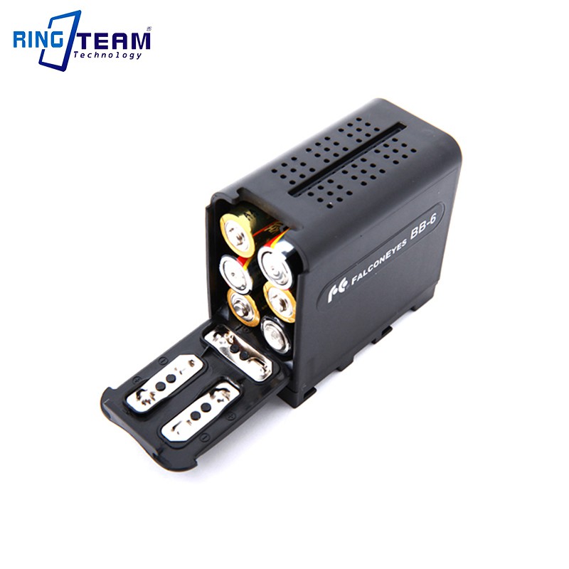 แบตเตอรี่เปล่าเสมือน NP-F970 กล่องอะแดปเตอร์ 6 อะแดปเตอร์ AA LED บอร์ดไฟวิดีโอหรือจอแสดงผล YN300 III DV-160V
