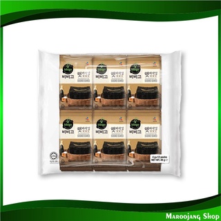 สาหร่ายเกาหลีปรุงรส 4 กรัม (12ชิ้น) บิบิโก  Bibigo Roasted seaweed สาหร่าย สาหร่ายเกาหลี สาหราย สาราย สาร่าย สาหร่ายแห้ง