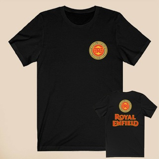 [S-5XL]ขายส่ง เสื้อยืดคอกลม พิมพ์ลายโลโก้ Royal Enfield ยอดนิยม สีดํา สําหรับผู้ชาย