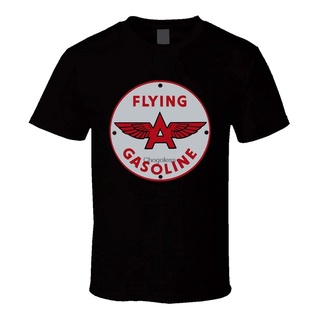 ROUND คอลูกเรือโลโก้น้ํามันเบนซิน Flying A T Black2-4XL