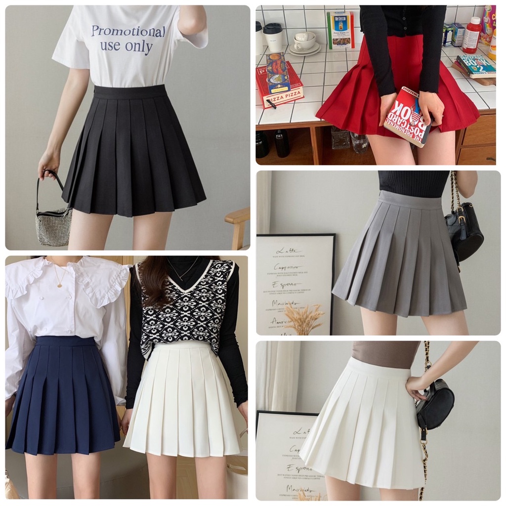 (พร้อมส่งงานไทย ผ้าฮานาโกะ) กระโปรงเทนนิสแฟชั่น คาดริบบิ้น ยาว 15 นิ้วมีกางเกงข้างใน ไม่ต้องรีด ☁️