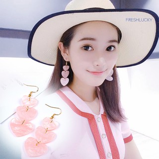 ต่างหูตะขอ จี้หัวใจ ขนาดใหญ่ สําหรับผู้หญิง