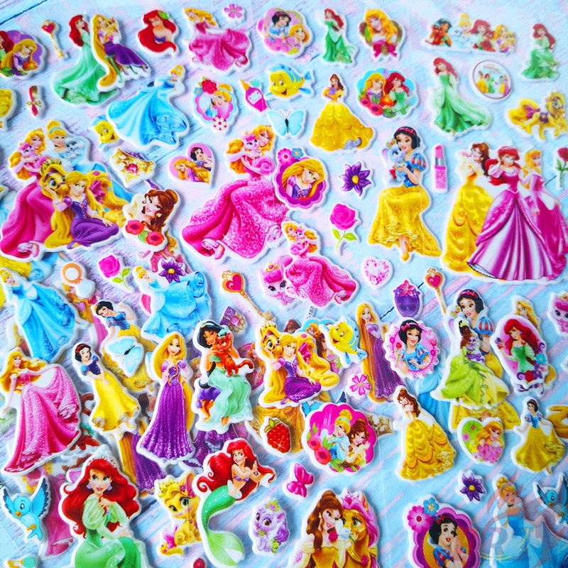 สติกเกอร์ Disney Princess Q-2 DIY ของเล่นสําหรับเด็ก สติกเกอร์ ลายการ์ตูน 3D DIY 8 แบบ เพื่อการศึกษา สําหรับเด็ก 1 แผ่น