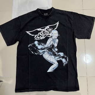 SAINT MICHAEL X HAJIME SORAYAMA GRAPHIC PRINTED T-SHIRT FADED BLACK เสื้อยืดคอกลมแขนสั้น ด้านหน้าสกรีนตัวรูปหุ่นยนต์ ดำ