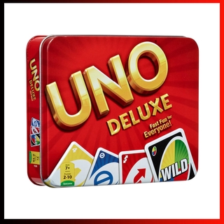 ของเล่นเกมการ์ดดีบุก UNO Deluxe สําหรับเด็ก ครอบครัว