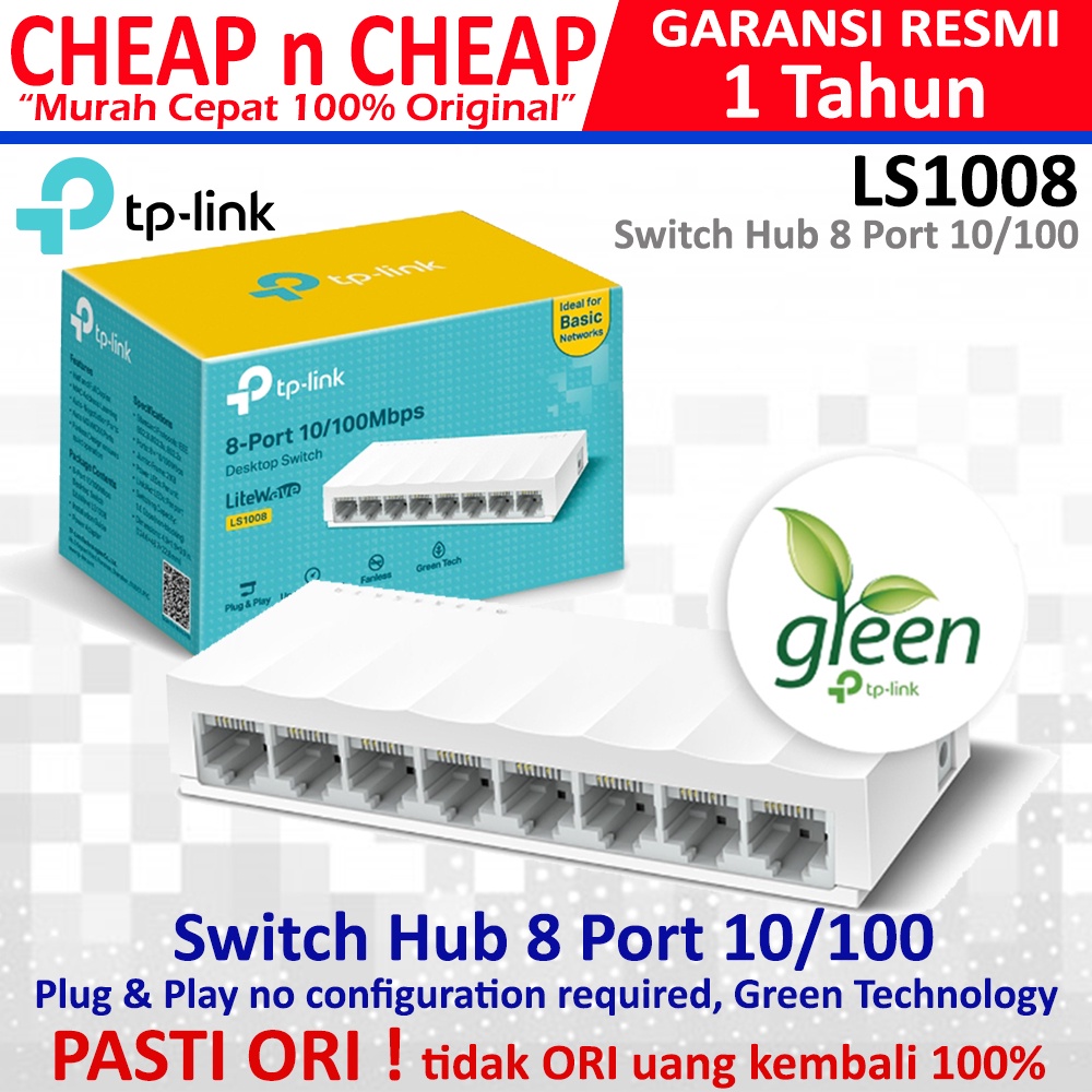 TP-Link LS1008 8 Port 10/100 Plastic - TPLink LS 1008 Hub Switch