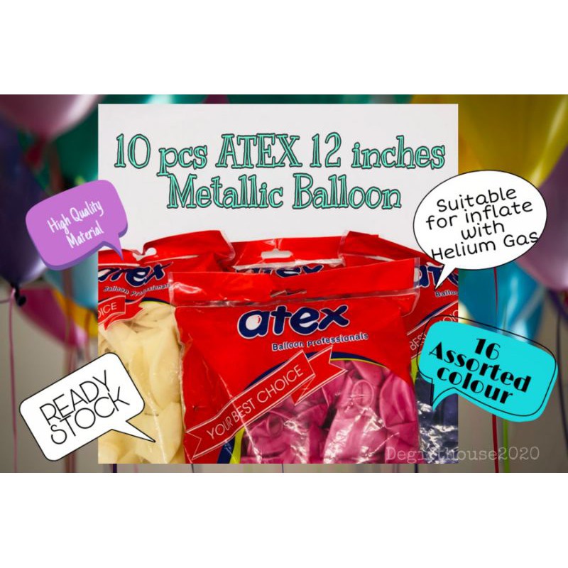 10 ชิ้น ATEX METALLIC BALLOON 12 INCHES