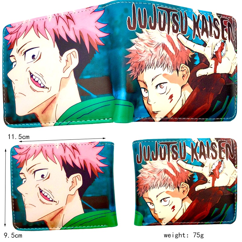 กระเป๋าสตางค์ หนัง PU ใบสั้น ลายการ์ตูนอนิเมะ Jujutsu Kaisen Itadori Yuji Fushiguro Megumi Gojo Satoru ราคา ถูกที่สุด ดีลบีเคเค แกลเลอรีภาพที่ 2