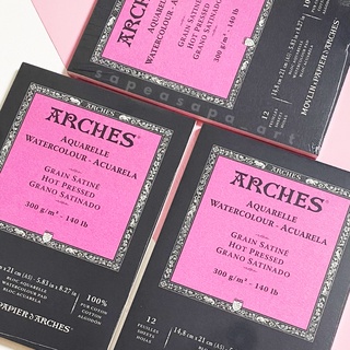 สมุดกระดาษสีน้ำ Arches 300 แกรม ขนาด A5 แบบเรียบ Hot pressed