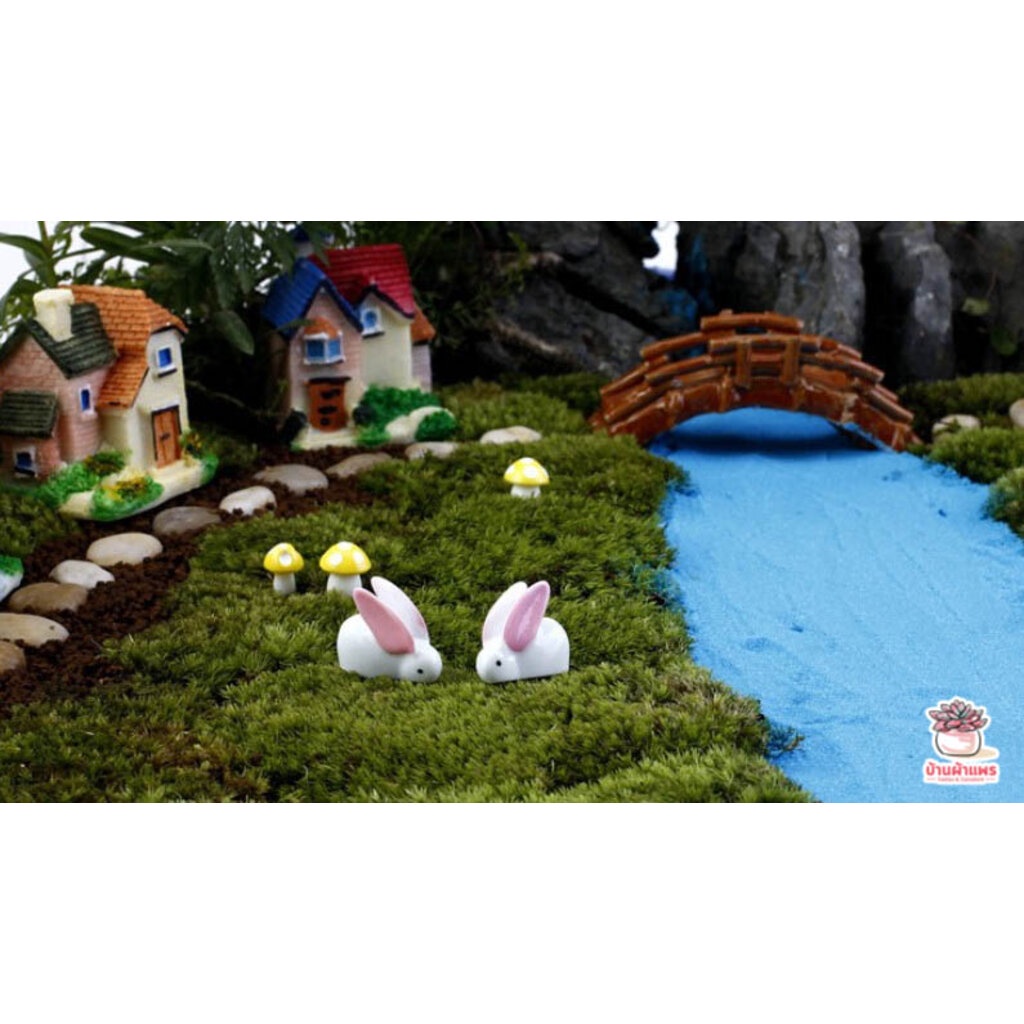 กระต่ายหูบิน [ เซต 5 ชิ้น ] ตุ๊กตาจิ๋ว โมเดลจิ๋ว แต่งสวน - รูปที่ 4