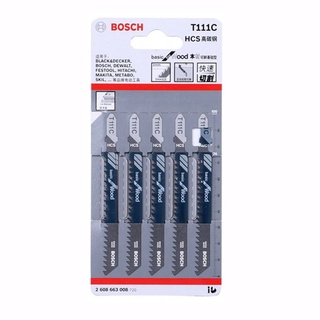 Bosch ใบเลื่อยฉลุจิ๊กซอตัดไม้ รุ่น T111 (1 แผง บรรจุ 5 ใบ)