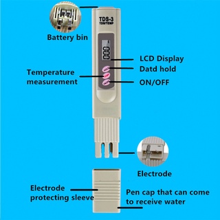 TDS-3 เครื่องวัดคุณภาพน้ำรุ่นใหม่ล่าสุด ปากกาตรวจวัดอุณหภูมิ และวัดค่าแร่ธาตุ สารละลายปนเปื้อนในน้ำ TDS ในของเหลว(PPM) พ