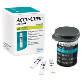 🔥The Best!! แอคคิว-เช็ค อินสแตนท์ แถบตรวจวัดระดับน้ำตาลในเลือด 25 ชิ้น Accu-Chek Instant Testing Blood Strips 25pcs