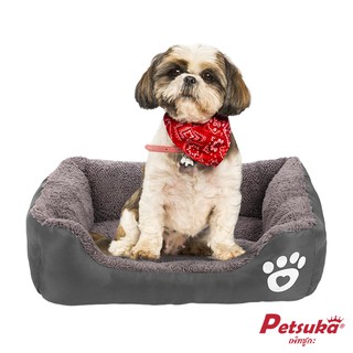 [Petsuka] ที่นอนสัตว์เลี้ยง Petsuka รูปทรงสี่เหลี่ยมหนานุ่ม สีเทา