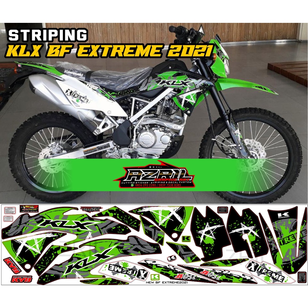 Hijau Striping KLX BF Extreme 2022 สีเขียว