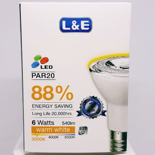 LED PAR20 6W (50W) WARM WHITE 3000K E27 L&amp;E