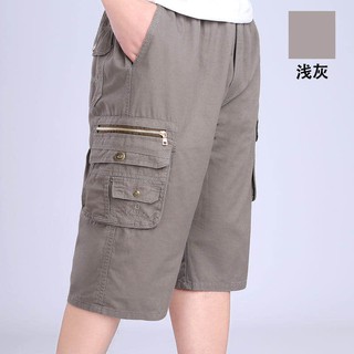 Cargo shortsกางเกงขาสั้นชายกางเกงผู้ชายลำลองใส่สบาย ขายาว 6 ส่วน คลุมเเข่า ผ้านิ่ม สีไม่ตก