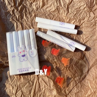 Herorange ลิปสติกเนื้อกํามะหยี่ให้ความชุ่มชื้นกันน้ําติดทนนาน 5 ชิ้น ลิป ลิปสติก ลิปลอก ลิปจิ๋ว ลิปแมท ลิปทินท์ ลิปติก ลิปจีน ลิปสติกเซต lipstick ลิปสติกกันน้ำ ลิปติดทนนาน ดินสอเขียนขอบปาก ลิปเกาหลี ลิปสติกนักเรียน