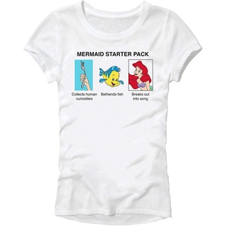 สุดยอดไฟ ดิสนีย์ เสื้อยืดยอดนิยม Disney Littler Mermaid Ariel Starter Pack Womens Juniors T-Shirt คนดัง