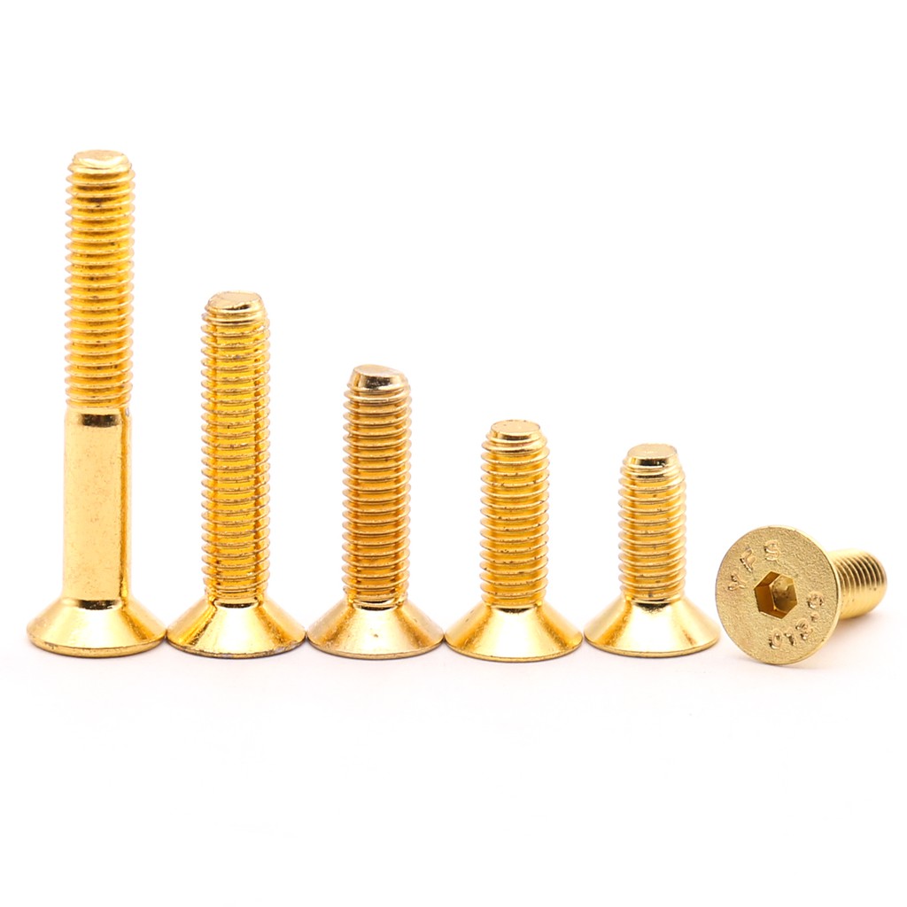 M3 M4 ไทเทเนียมทองหัวแบนซ็อกเก็ตหมวกสกรู Allen Bolt Hex ไดรฟ์สูง Tensile 12.9 Antirust