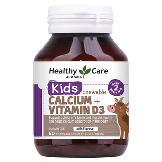 Healthy Care Kids Calcium + Vitamin D3 60 Chewable Tablets