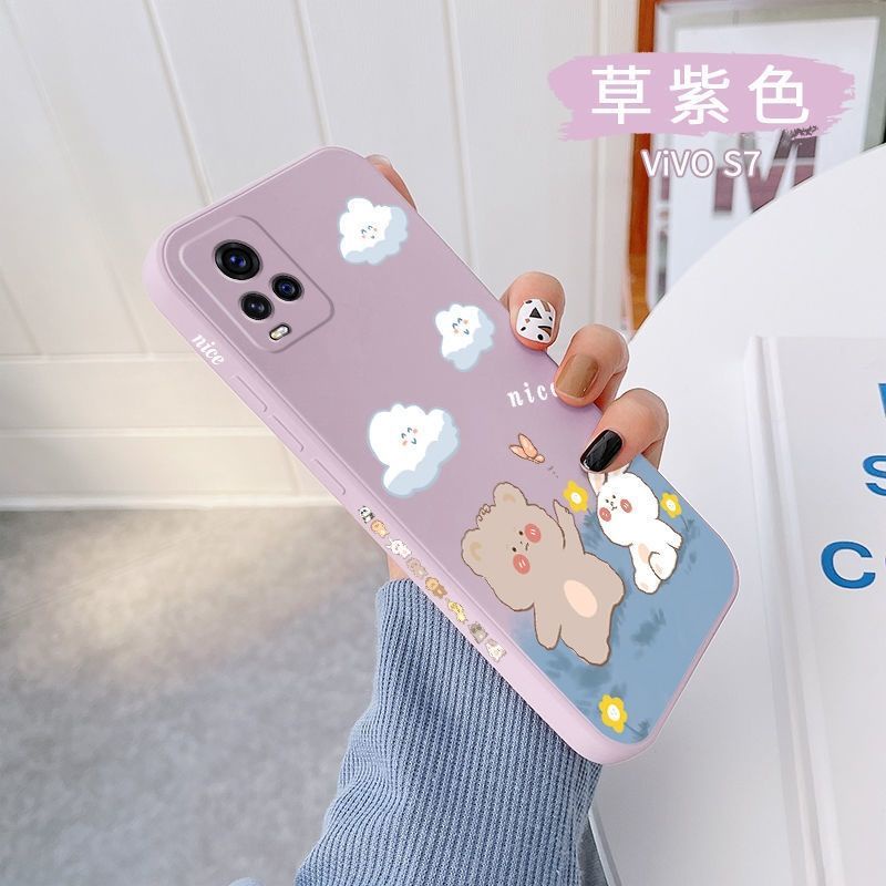 หมีน้อยกระต่ายสําหรับเคสVivo V23E 5G V21 5G V20 V20PRO V20SEเคสนิ่มการ์ตูนน่ารักซิลิโคนขอบตรงเคสโทรศ