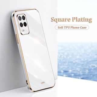 เคสโทรศัพท์มือถือ สีใส ป้องกันรอย สำหรับ Realme 9 Pro 9i 8 5G 7i 6i 5 5i GT2 6D จัตุรัสหรูหรา TPU โทรศัพท์ซิลิโคน เคส