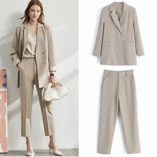 เขียว, น้ำตาล  Sage Blazer Set ( เบลเซอร์+กางเกง )