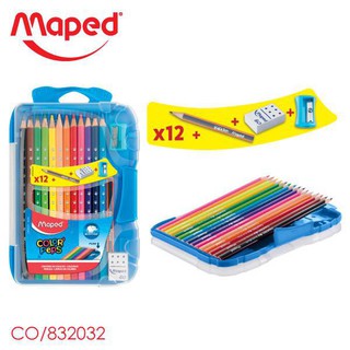 ชุดสีไม้ 12 สี COLORPEPS Maped ดินสอสีไม้ 12 สี + ดินสอไม้ HB + ยางลบ + กบเหลาดินสอ (จำนวน 1 ชุด)