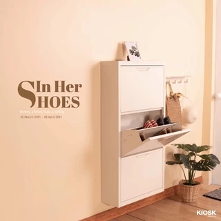 [จัดส่งพร้อมติดตั้งฟรี] KIOSK ตู้รองเท้า SWING 3 ลิ้นชัก วางได้สูงสุด18คู่