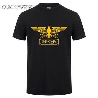 [S-5XL]Omnitee เสื้อยืดแขนสั้น ผ้าฝ้าย พิมพ์ลาย Eagle banner Empire SPQR แฟชั่นฤดูร้อน สไตล์โรมัน สําหรับผู้ชาย