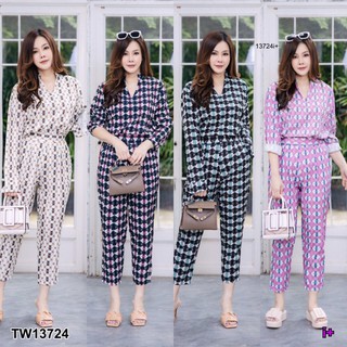 Set 2 ชิ้น #สาวอวบ เสื้อเชิ้ตคอจีน NI13724