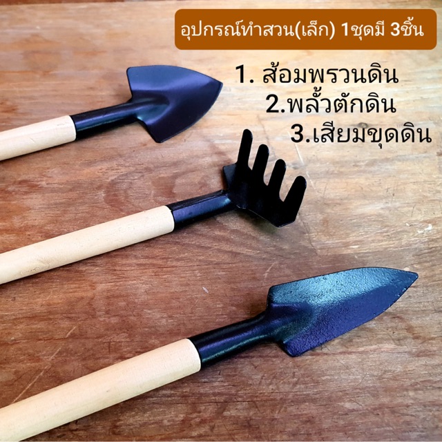 อุปกรณ์ทำสวน แคคตัส เครื่องมือทำสวน 1ชุดมี3ชิ้น ส้อมพรวนดิน,พลั้วตักดิน,เสียมขุดดิน