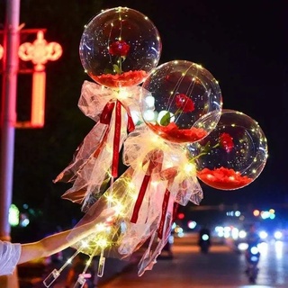 Valentines Day DIY Decor LED Artificial Rose Gypsophila Hydrangea Flower Balloons