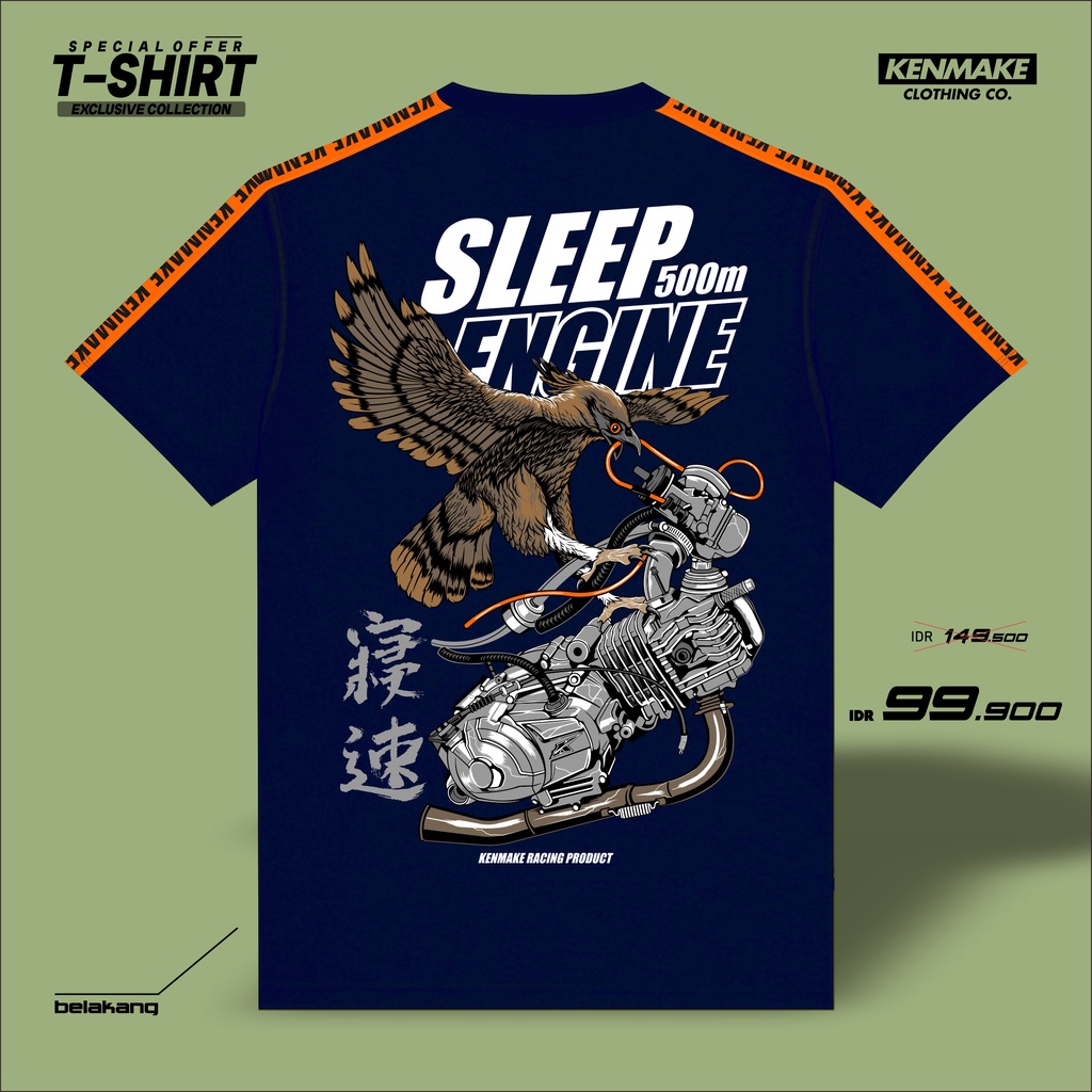 เสื้อยืด Blackedition sleep engine kaos distro raat cb original kenmake